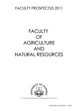 Faculty of Agriculture and Natural Resources - 2011