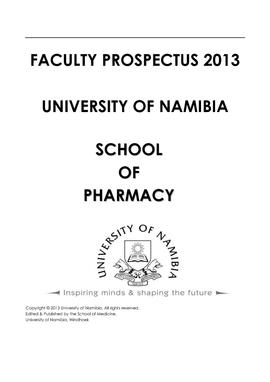 Faculty of Health Sciences - School of Pharmacy - 2013