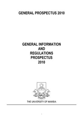 General Information and Regulations Prospectus - 2010