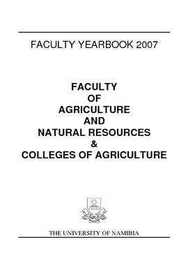 Faculty of Agriculture and Natural Resources - 2007